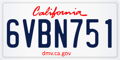 CA license plate 6VBN751