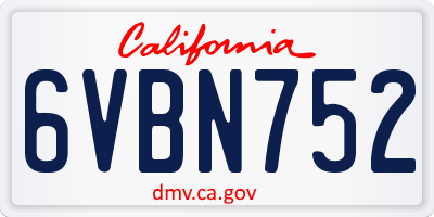 CA license plate 6VBN752