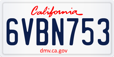 CA license plate 6VBN753