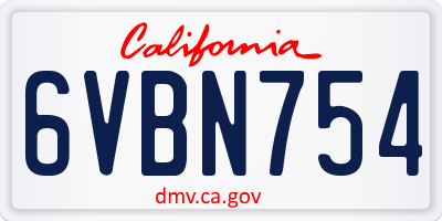 CA license plate 6VBN754