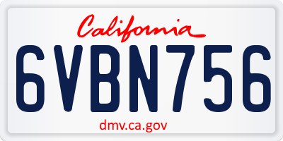 CA license plate 6VBN756