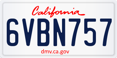 CA license plate 6VBN757