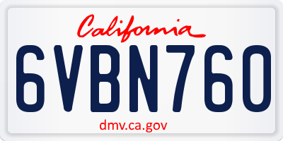 CA license plate 6VBN760