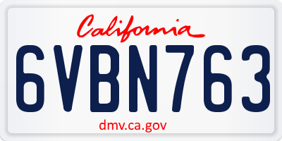 CA license plate 6VBN763