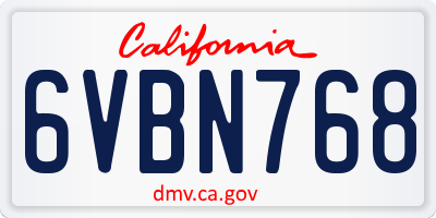 CA license plate 6VBN768