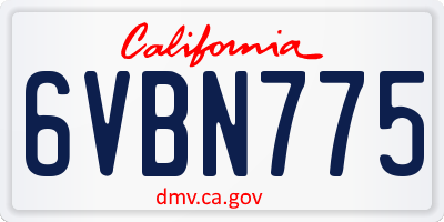 CA license plate 6VBN775