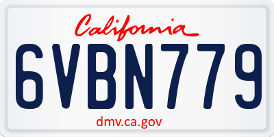 CA license plate 6VBN779