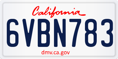 CA license plate 6VBN783