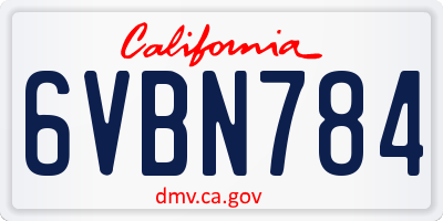 CA license plate 6VBN784