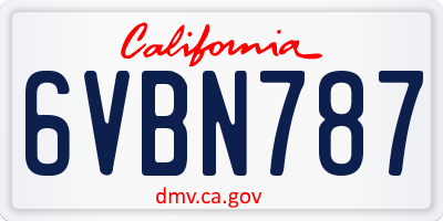 CA license plate 6VBN787