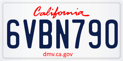 CA license plate 6VBN790