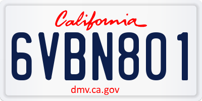 CA license plate 6VBN801