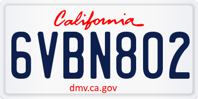 CA license plate 6VBN802
