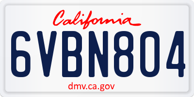 CA license plate 6VBN804