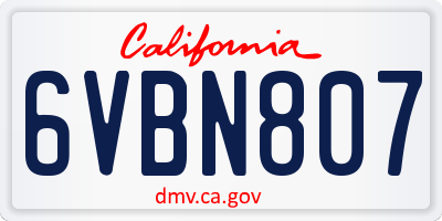 CA license plate 6VBN807