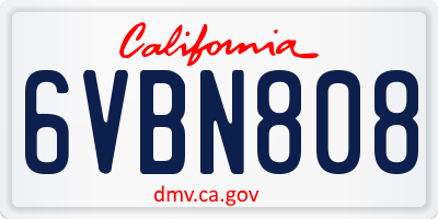 CA license plate 6VBN808