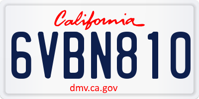 CA license plate 6VBN810