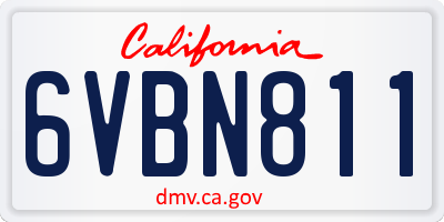 CA license plate 6VBN811