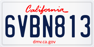 CA license plate 6VBN813