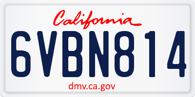 CA license plate 6VBN814
