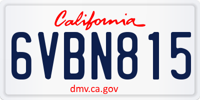 CA license plate 6VBN815