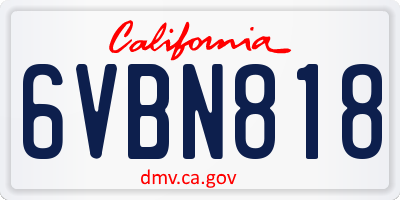CA license plate 6VBN818