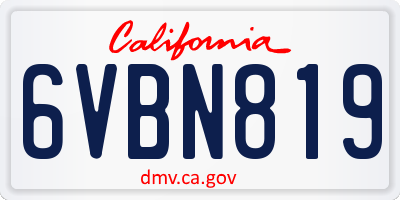 CA license plate 6VBN819