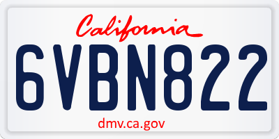 CA license plate 6VBN822