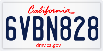 CA license plate 6VBN828