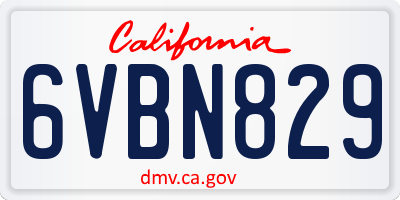CA license plate 6VBN829