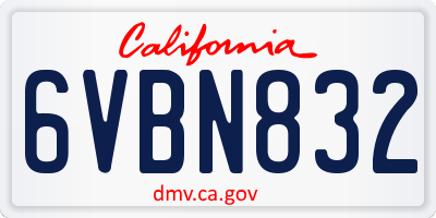 CA license plate 6VBN832