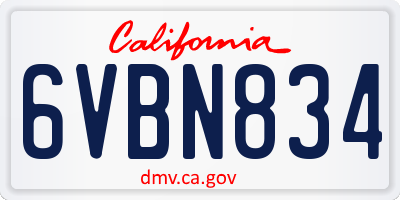 CA license plate 6VBN834