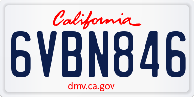 CA license plate 6VBN846