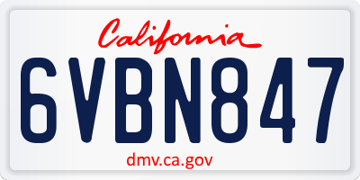 CA license plate 6VBN847