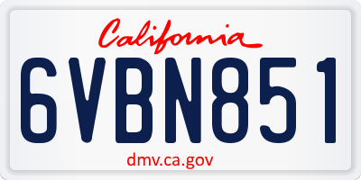 CA license plate 6VBN851