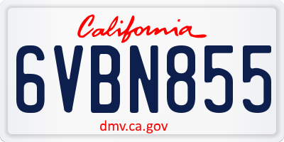 CA license plate 6VBN855