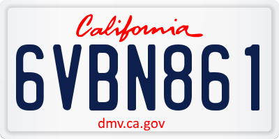 CA license plate 6VBN861