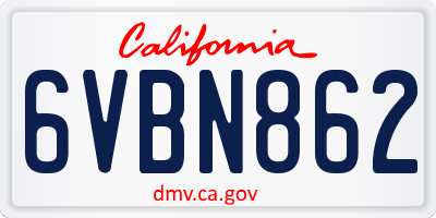 CA license plate 6VBN862