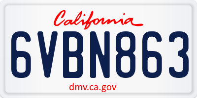 CA license plate 6VBN863
