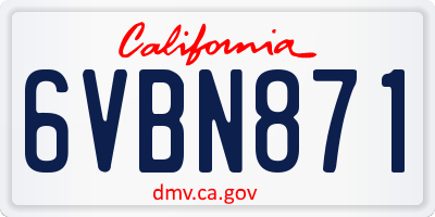 CA license plate 6VBN871