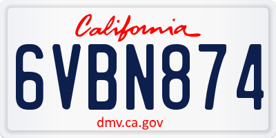 CA license plate 6VBN874