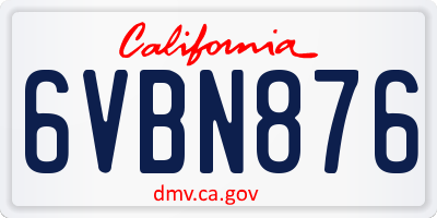 CA license plate 6VBN876