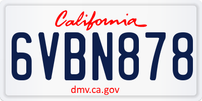 CA license plate 6VBN878