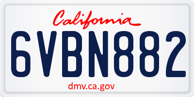 CA license plate 6VBN882