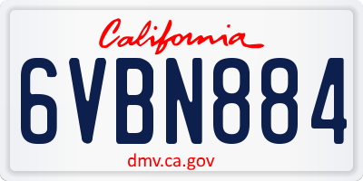 CA license plate 6VBN884