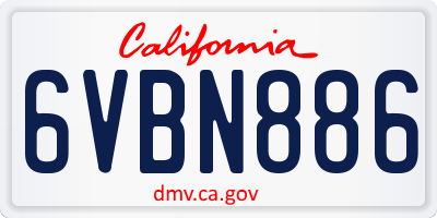 CA license plate 6VBN886
