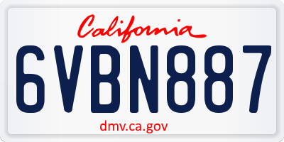 CA license plate 6VBN887