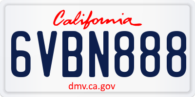 CA license plate 6VBN888