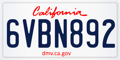 CA license plate 6VBN892