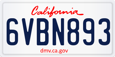 CA license plate 6VBN893